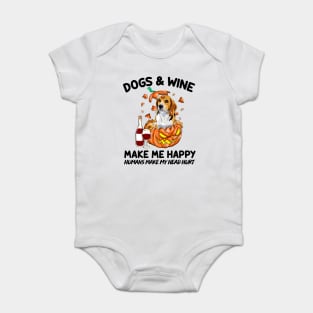 Beagle & Wine Make Me Happy Humans Make My Head Hurt T-shirt Baby Bodysuit